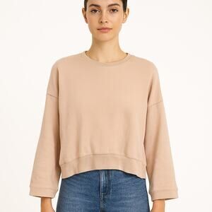 ONA by YOON Oversized Crew Neck Wide Sleeve Sweatshirt Top in Dusty Pink Size XS